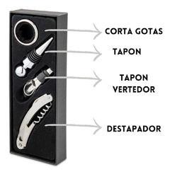 KIT DE VINO 4 PIEZAS EN CAJA en internet