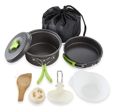 MARMITA SET PARA CAMPING 2 PERSONAS DE ALUMINIO TEFLONADO