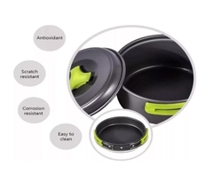 MARMITA SET PARA CAMPING 2 PERSONAS DE ALUMINIO TEFLONADO - comprar online