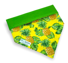 Bandana abacaxi tropical dupla face verde para pet