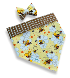 Bandana e laço abelhinhas e favo de mel para pet