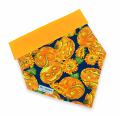 Bandana Halloween abóboras esculpidas dupla face laranja