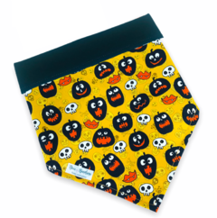 Bandana Halloween abóboras mordidinhas dupla face preta