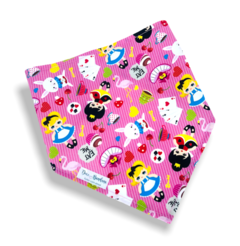 Bandana Alice listradinho rosa para pet