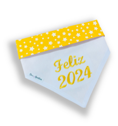 Bandana Ano Novo estrelinhas amarelo para pet