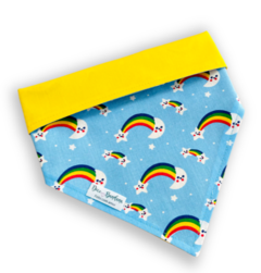 Bandana arco-íris estrela lua dupla face amarela para pet