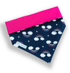 Bandana arco-íris estrela marinho dupla face pink para pet