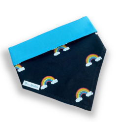 Bandana arco-íris nuvem dupla face azul para pet
