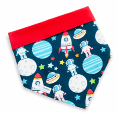 Bandana astronauta e planetas face vermelha para pet