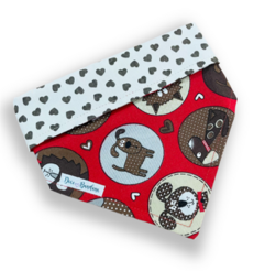Bandana au au corações dupla face corações para pet