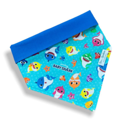 Bandana Baby Shark dupla face azul para pet