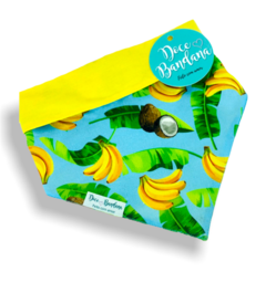 Bandana banana e coco dupla face amarela para pet