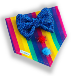 Bandana Carnaval cores gravatinha azul para pet