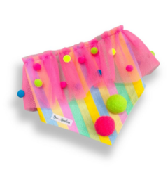 Bandana carnaval listrada babado palhacinha pet