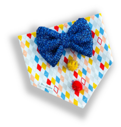 Bandana palhacinho Carnaval gravatinha azul para pet