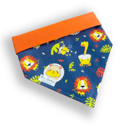 Bandana bichinhos da selva dupla face laranja para pet