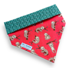 Bandana bicho-preguiça dupla face verde para pet