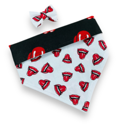 Bandana e laço boca rock and roll dupla face boquinhas roqueiras para pet - comprar online
