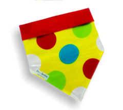 Bandana bolinhas carnaval amarelo dupla face vermelho para pet