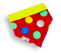 Bandana bolinhas carnaval vermelho dupla face amarelo para pet