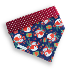 Bandana boneco de neve dupla face estrelinhas para pet
