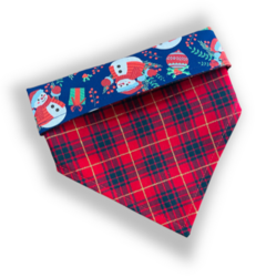 Bandana boneco de neve dupla face xadrez para pet - comprar online