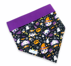 Bandana Halloween bruxinhas dupla face roxo
