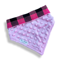 Bandana bubble rosa dupla face xadrez rosa para pet