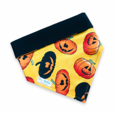 Bandana Halloween cabeças de abóboras dupla face preta