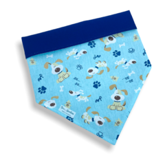 Bandana cachorrinhos dupla face azul para pet