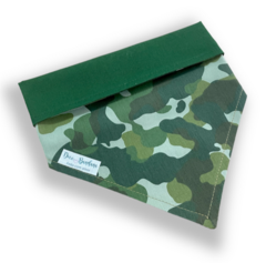 Bandana camuflado verde dupla face verde para pet