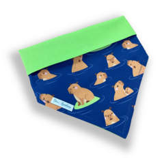 Bandana capivara marinho dupla face verde para pet