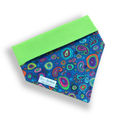 Bandana cashmere azul dupla face verde para pet