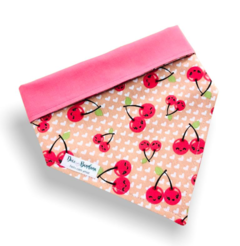 Bandana cereja rostinho rosa dupla face rosa para pet
