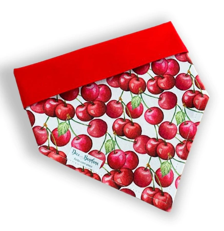 Bandana cerejas dupla face vermelha para pet
