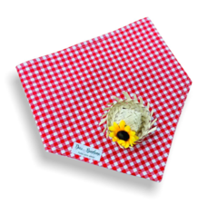 Bandana chapéu girassol xadrez vermelho para pet