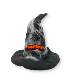 Chapéu Halloween preto aranha teia para pet