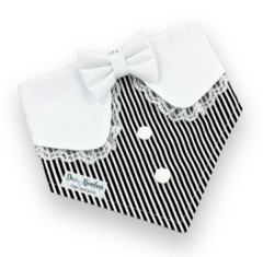 Bandana chemise listrado preto branco para pet