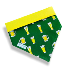 Bandana chopp cerveja dupla face amarela para pet
