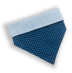 Bandana cinza com nome do pet dupla face bolinhas marinho - comprar online