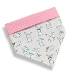 Bandana coelhinhas rosinha dupla face rosa para pet