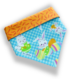 Bandana coelhinho ovinho de Páscoa dupla face cenourinhas para pet