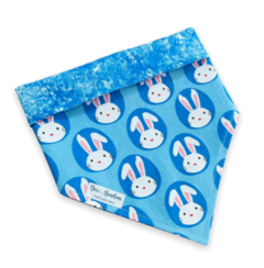 Bandana coelhinhos dupla face azul para pet