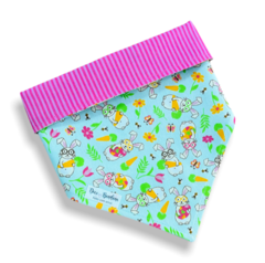 Bandana coelhinhos de óculos dupla face rosa para pet
