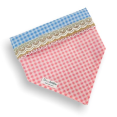 Bandana coração junino dupla face xadrez rosa para pet - comprar online