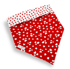 Bandana corações vermelho e branco para pet