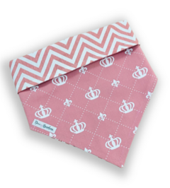 Bandana coroas rosa dupla face zigue-zague para pet