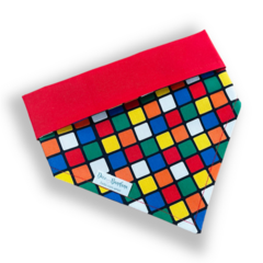 Bandana cubo mágico dupla face vermelha para pet