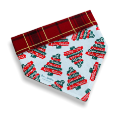 Bandana Desejos de Natal dupla face xadrez para pet