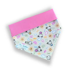 Bandana desenho infantil dupla face rosa para pet
